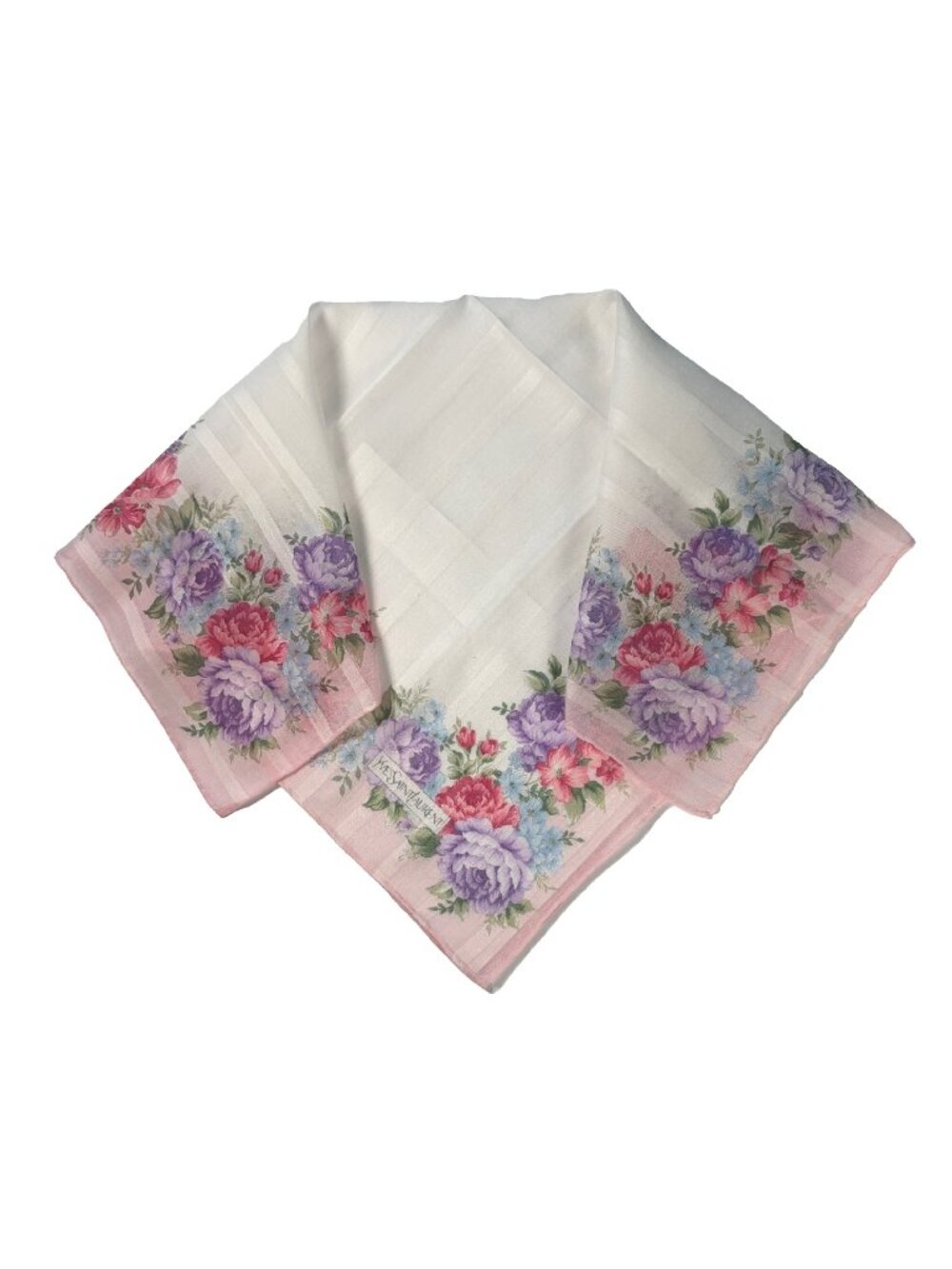 Vintage Yves Saint Laurent YSL Cotton Floral Scarf 18.5"